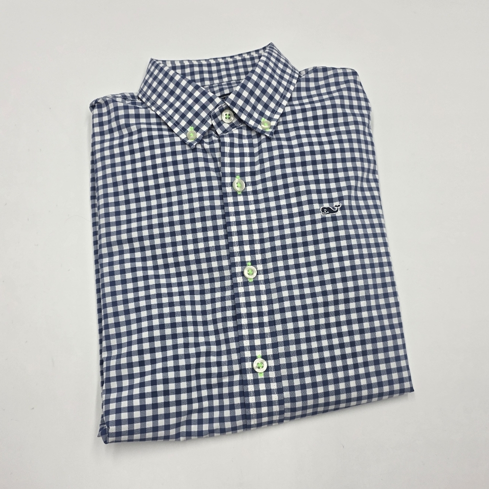 NEW Vineyard Vines boys' check performance button down size M